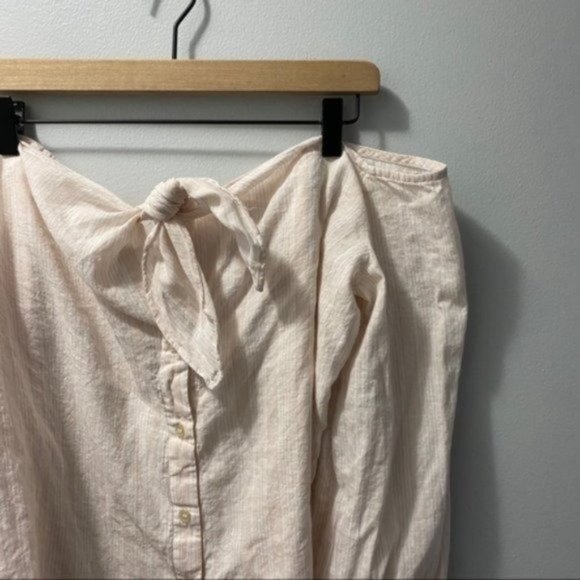 Free People Pink Hello There Beautiful Striped Off Shoulder Top - Picture 3 of 9